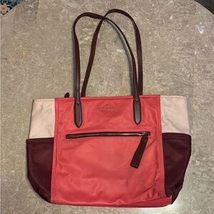 Kate Spade Coral, Pink and Burgundy Tote